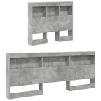 vidaXL Aufbewahrungskopfteil mit Regal Beton Grau 80 cm Holzwerkstoff