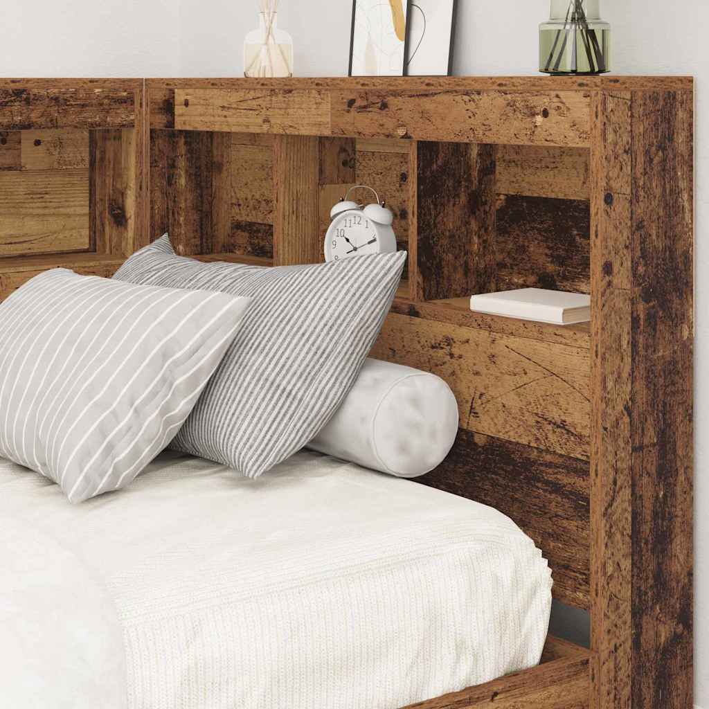 vidaXL Aufbewahrungskopfteil mit Regal Altholz 80 cm Holzwerkstoff