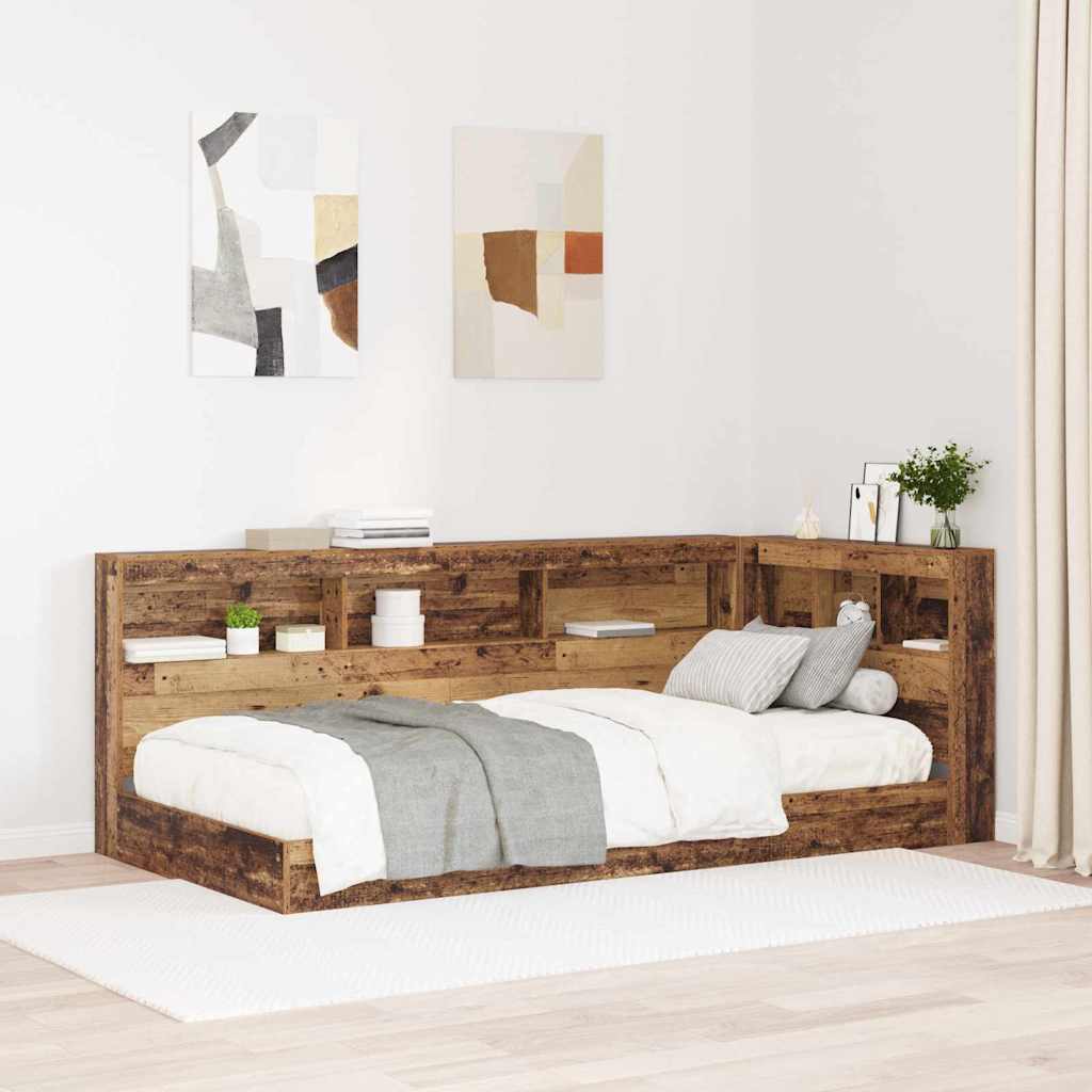 vidaXL Aufbewahrungskopfteil mit Regal Altholz 80 cm Holzwerkstoff