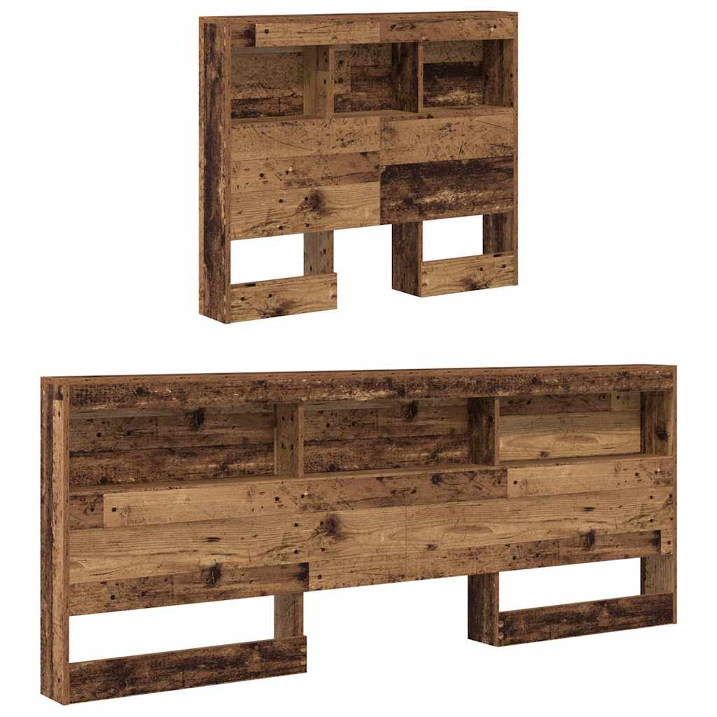 vidaXL Aufbewahrungskopfteil mit Regal Altholz 80 cm Holzwerkstoff