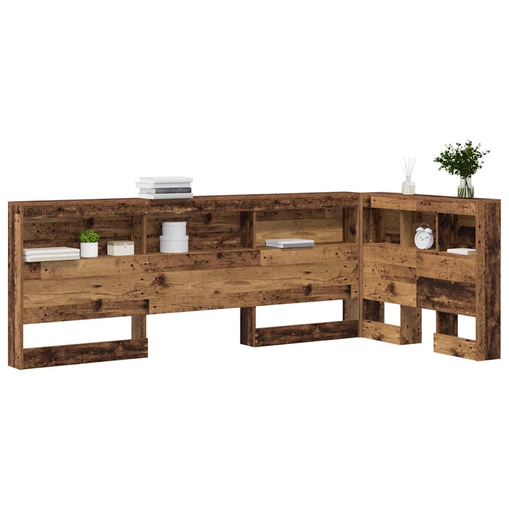 vidaXL Aufbewahrungskopfteil mit Regal Altholz 80 cm Holzwerkstoff