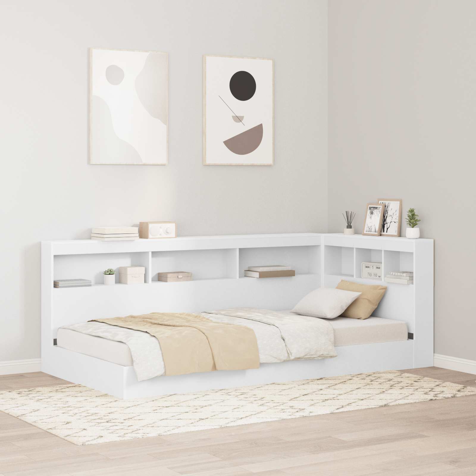 vidaXL Aufbewahrungskopfteil mit Regal Weiß 80 cm Holzwerkstoff