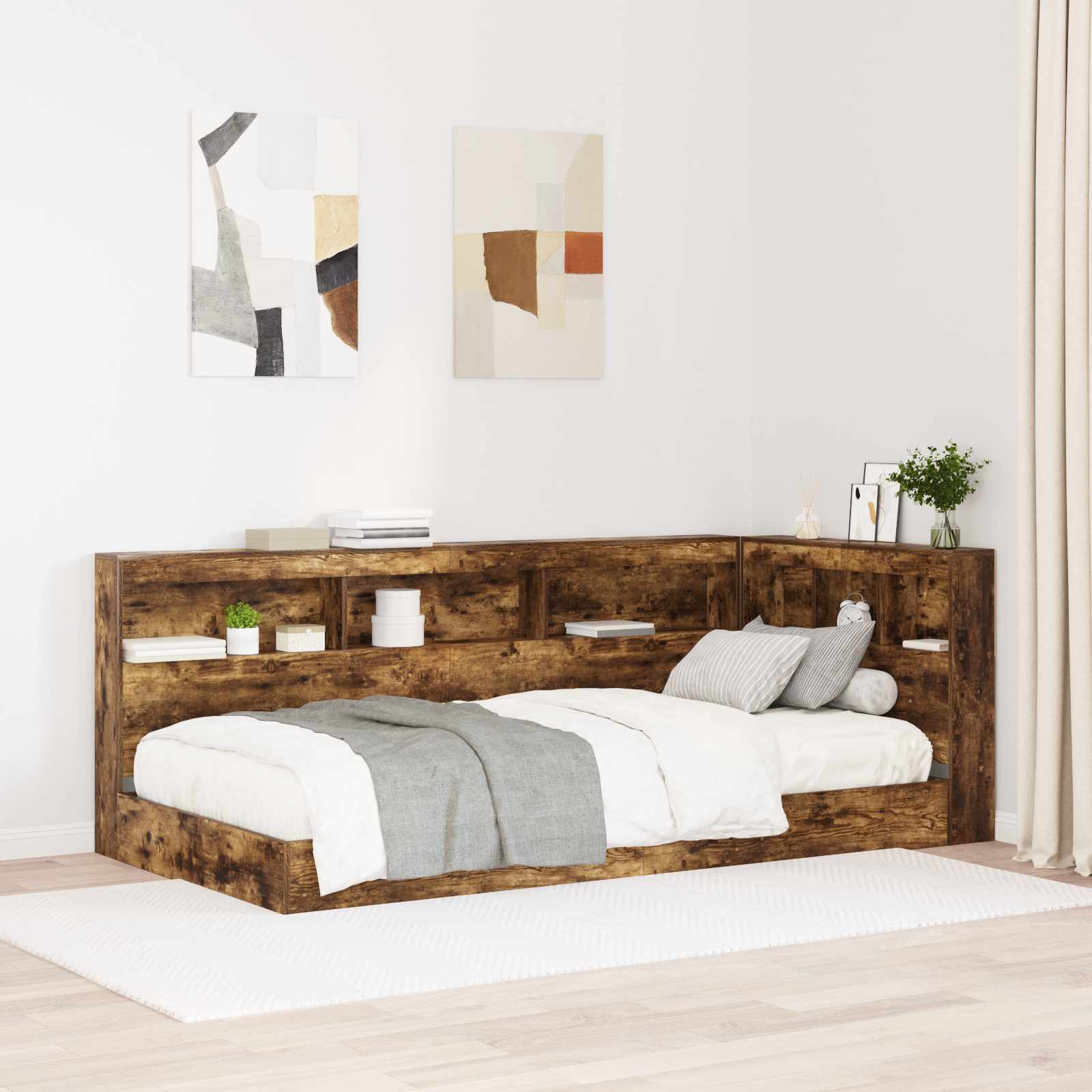 vidaXL Aufbewahrungskopfteil Geräucherte Eiche 80 cm Holzwerkstoff