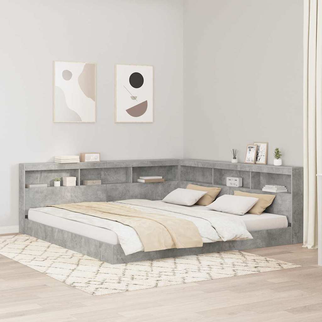 vidaXL Aufbewahrungskopfteil mit Regal Beton Grau 80 cm Holzwerkstoff