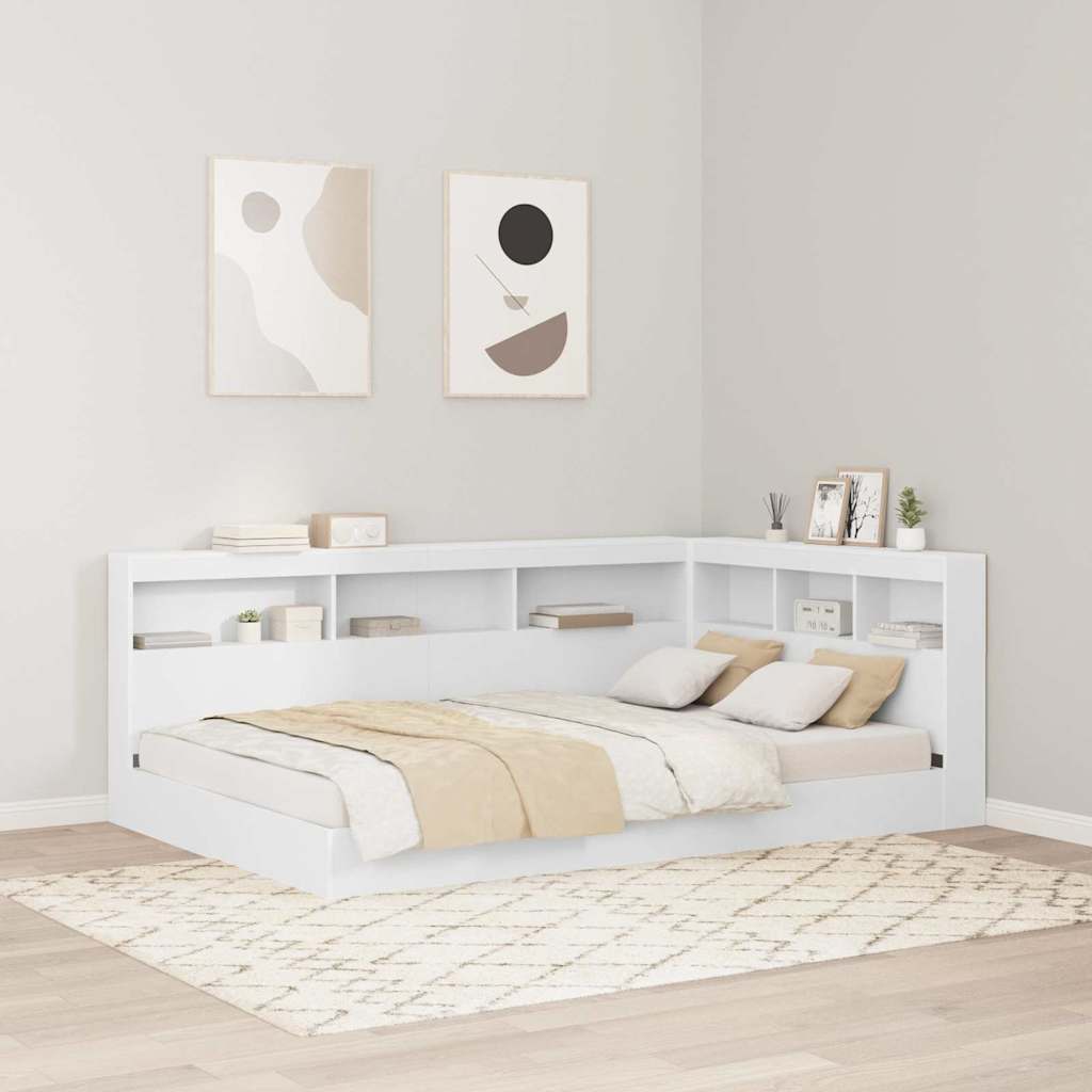 vidaXL Aufbewahrungskopfteil mit Regal Weiß 80 cm Holzwerkstoff