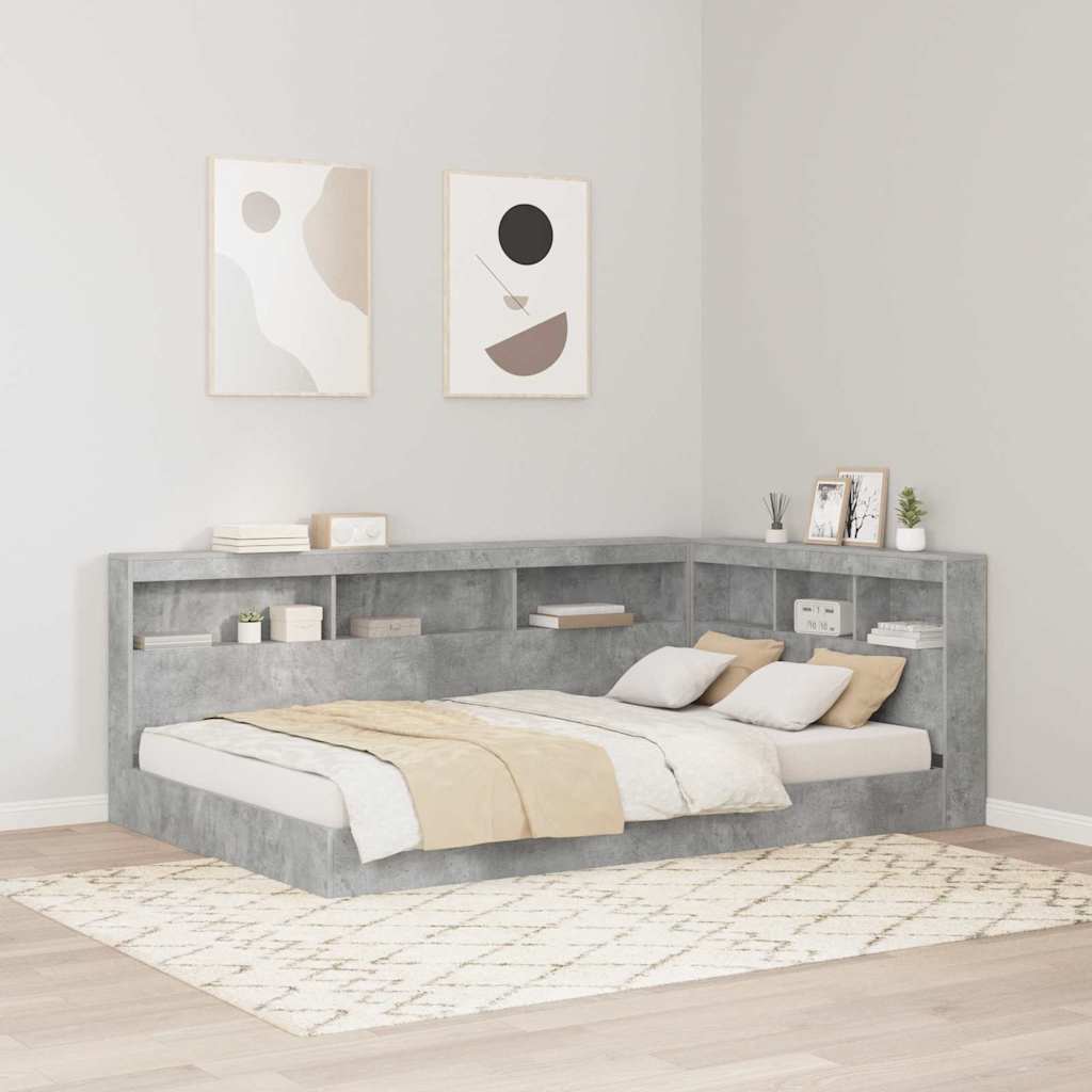 vidaXL Aufbewahrungskopfteil mit Regal Beton Grau 80 cm Holzwerkstoff