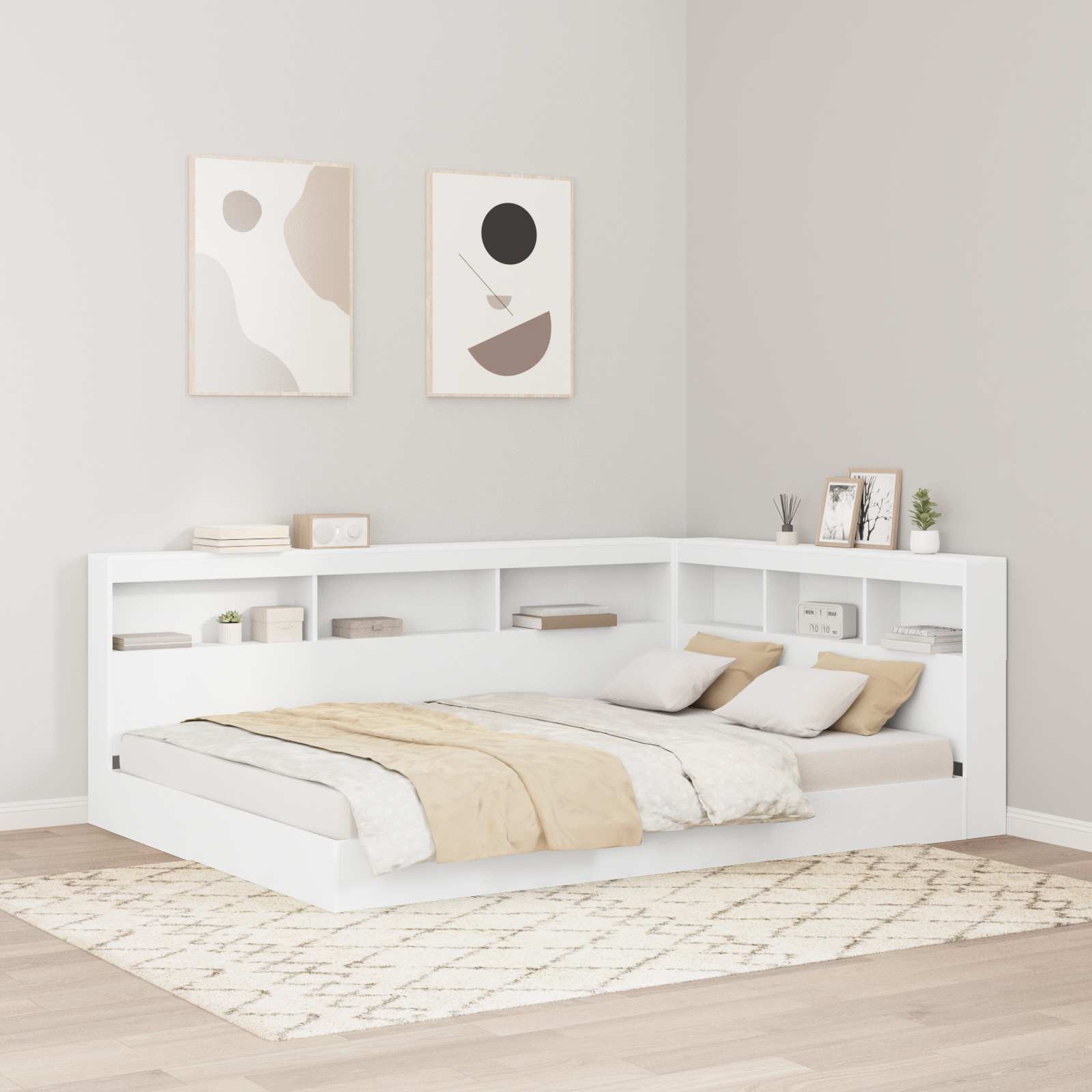 vidaXL Aufbewahrungskopfteil mit Regal Weiß 80 cm Holzwerkstoff