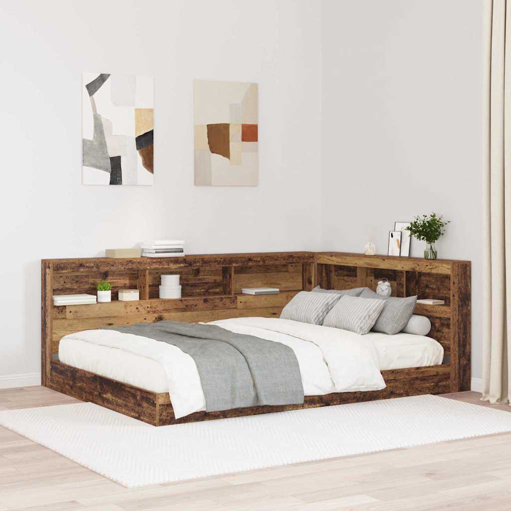 vidaXL Aufbewahrungskopfteil mit Regal Altholz 80 cm Holzwerkstoff