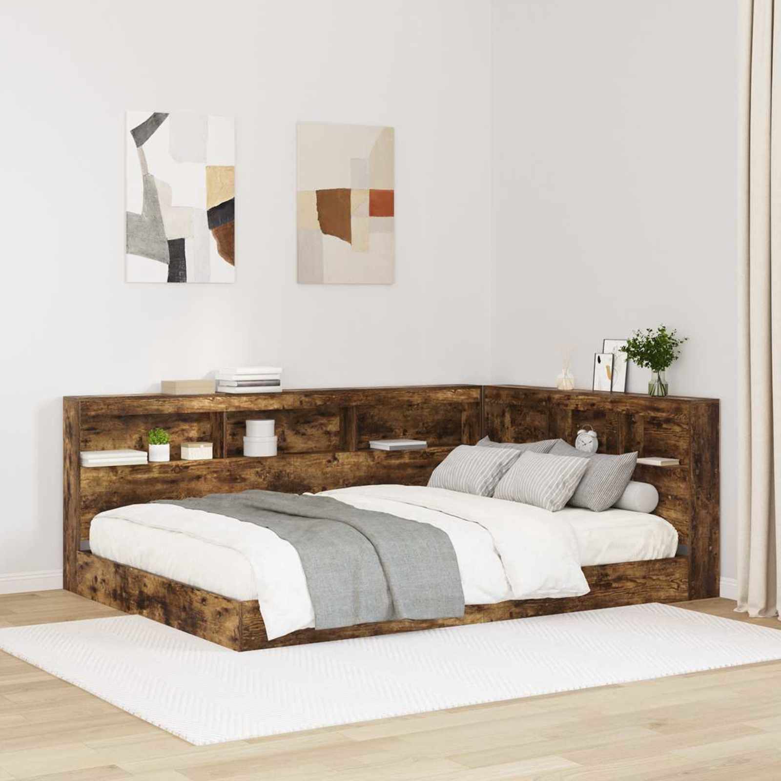 vidaXL Aufbewahrungskopfteil Geräucherte Eiche 80 cm Holzwerkstoff