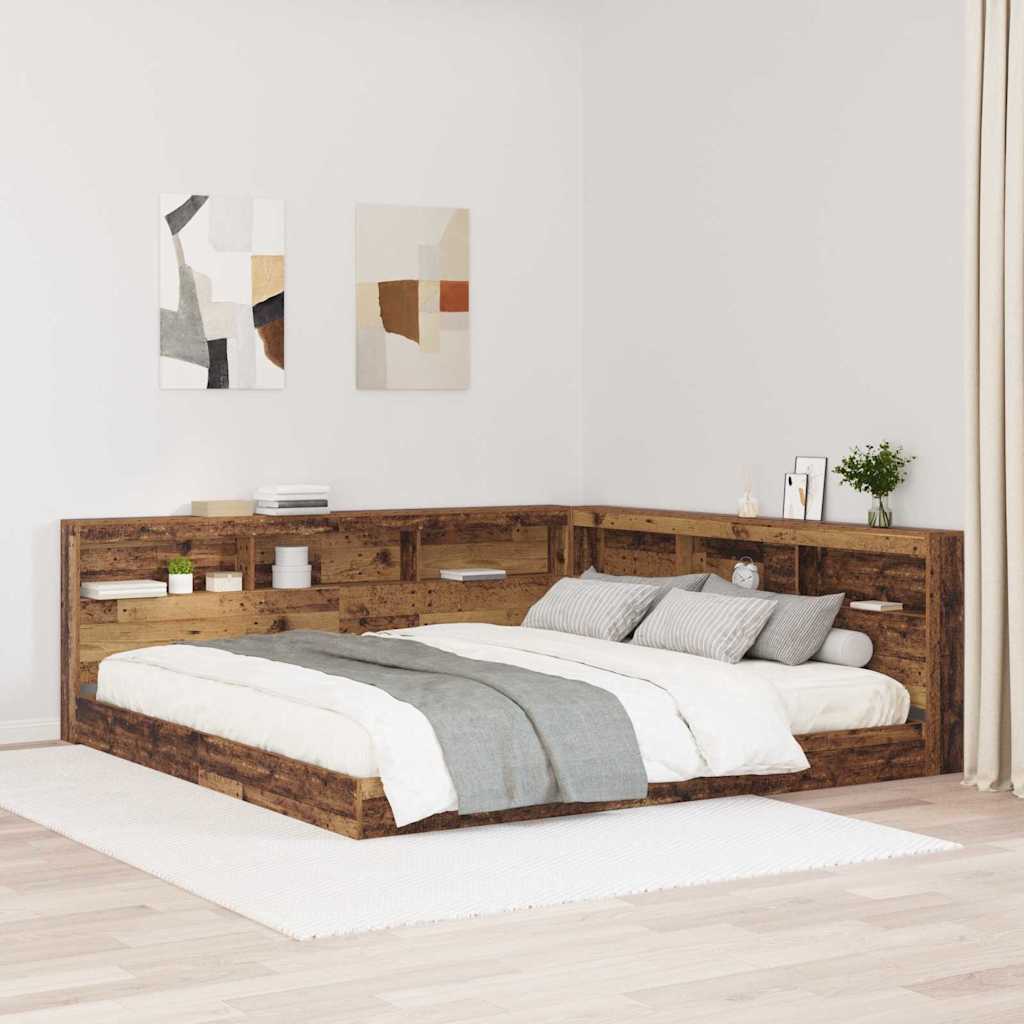 vidaXL Aufbewahrungskopfteil mit Regal Altholz 80 cm Holzwerkstoff