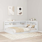vidaXL Aufbewahrungskopfteil mit Regal Weiß 207,5 x 137,5 x 76,5 cm