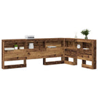 vidaXL Aufbewahrungskopfteil mit Regal Altholz 207,5 x 137,5 x 76,5 cm