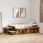 vidaXL Aufbewahrungsbettgestell Geräucherte Eiche 100 cm Holzwerkstoff