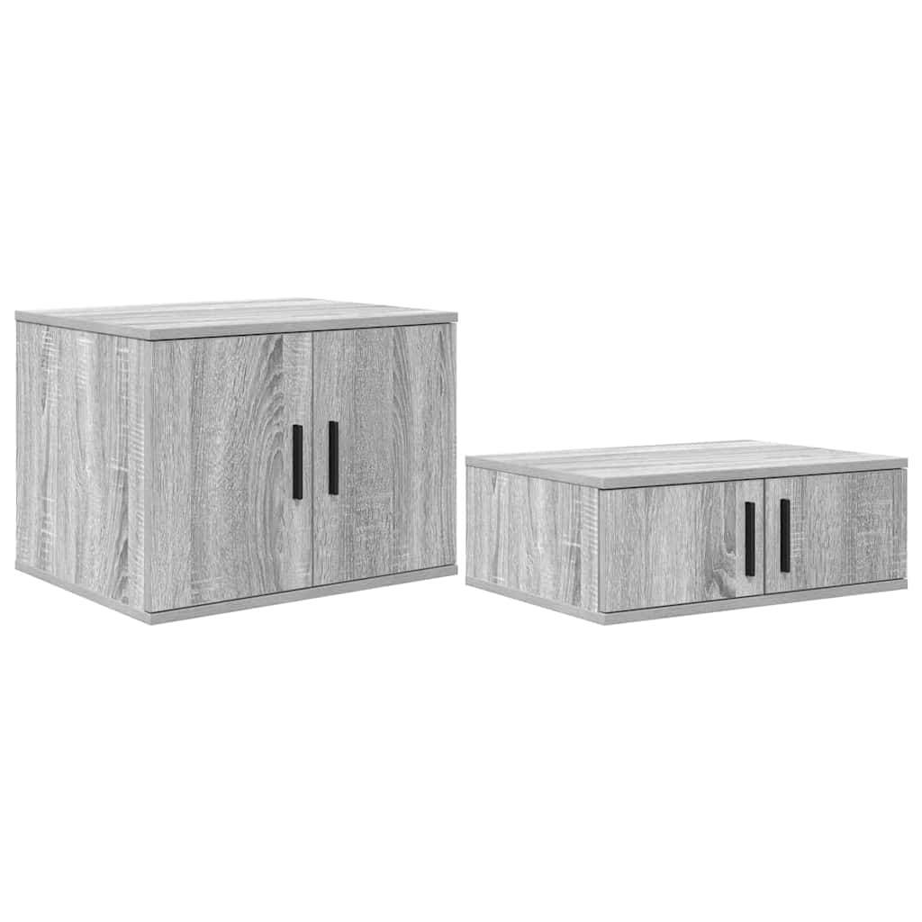vidaXL Aufbewahrungsbettgestell Graues Sonoma 90 cm Holzwerkstoff