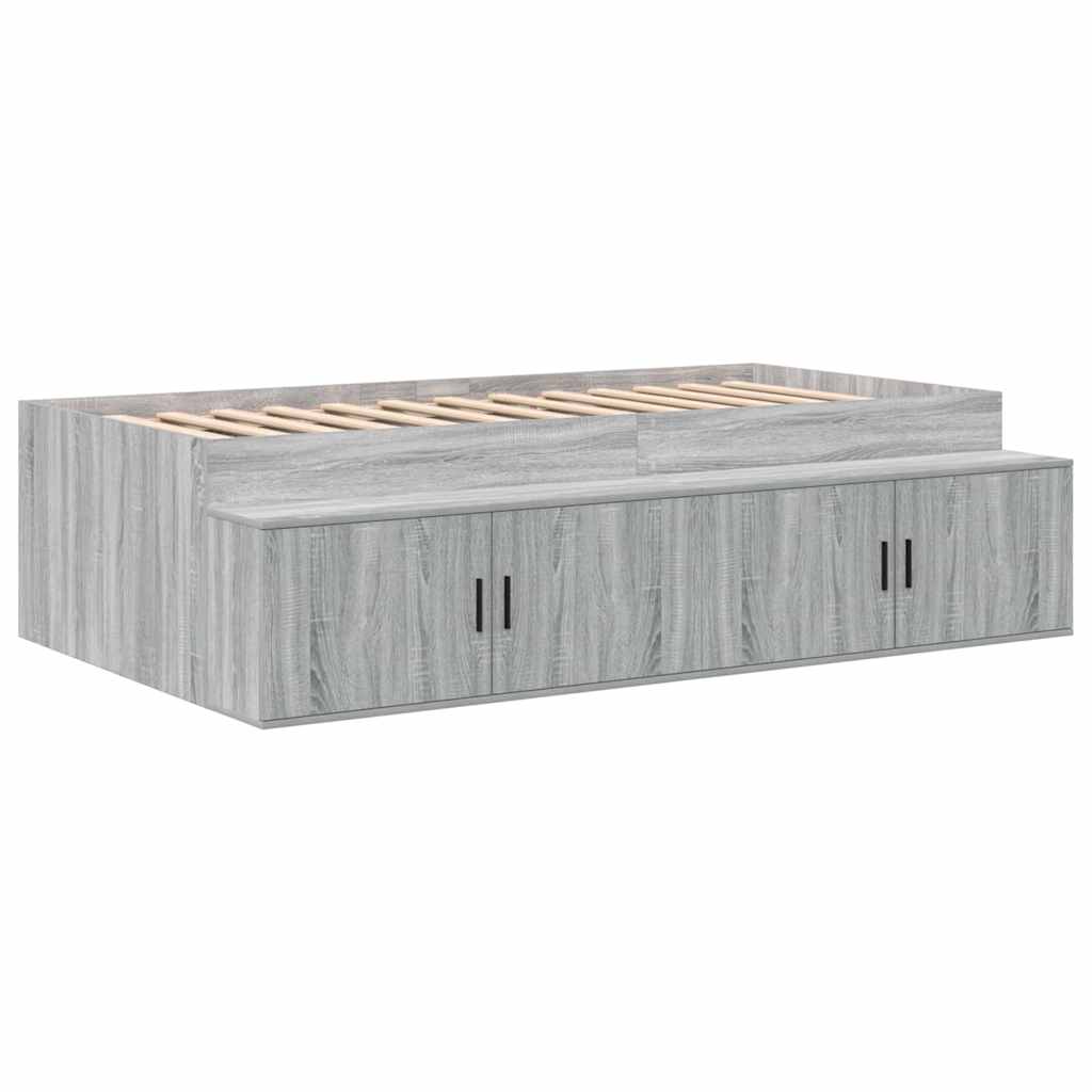 vidaXL Aufbewahrungsbettgestell Graues Sonoma 90 cm Holzwerkstoff