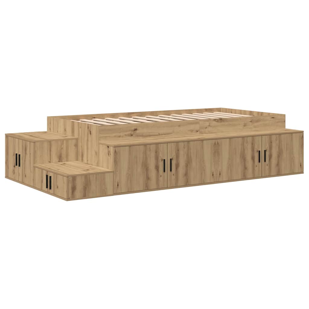 vidaXL Aufbewahrungsbettgestell Artisan-Eiche 90 cm Holzwerkstoff
