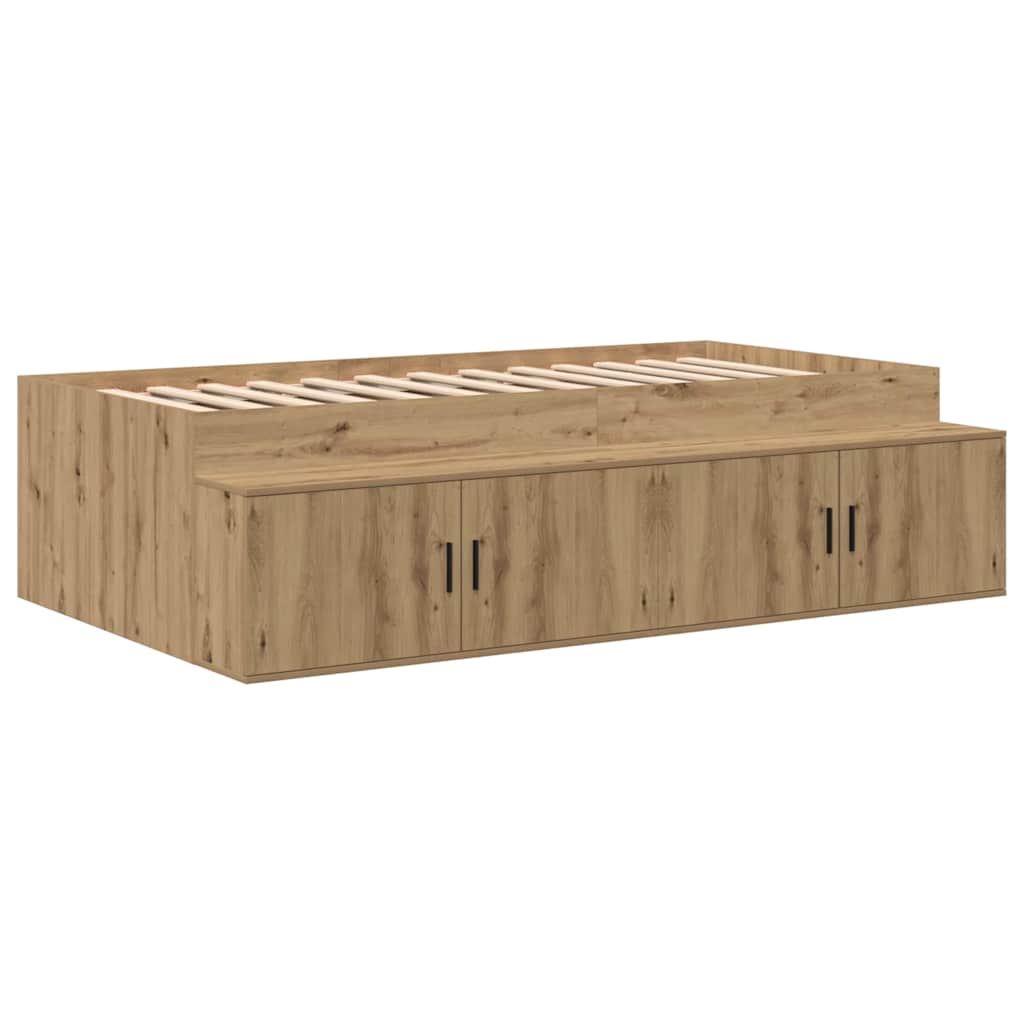 vidaXL Aufbewahrungsbettgestell Artisan-Eiche 90 cm Holzwerkstoff