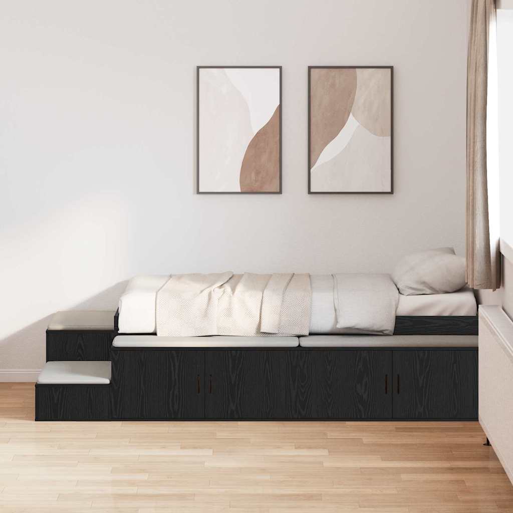 vidaXL Bett mit Stauraum Schwarz Eichen-Optik 234 x 103 x 53.5 cm