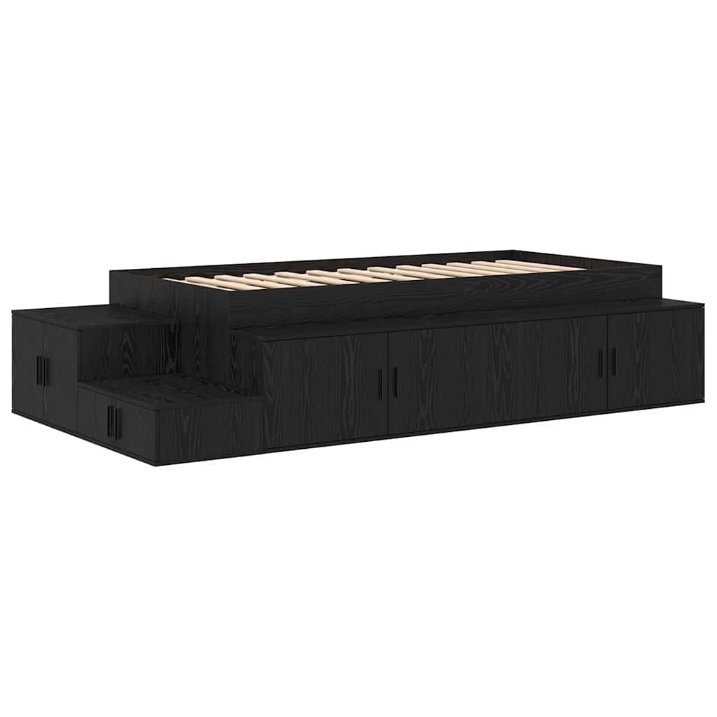 vidaXL Bett mit Stauraum Schwarz Eichen-Optik 234 x 103 x 53.5 cm