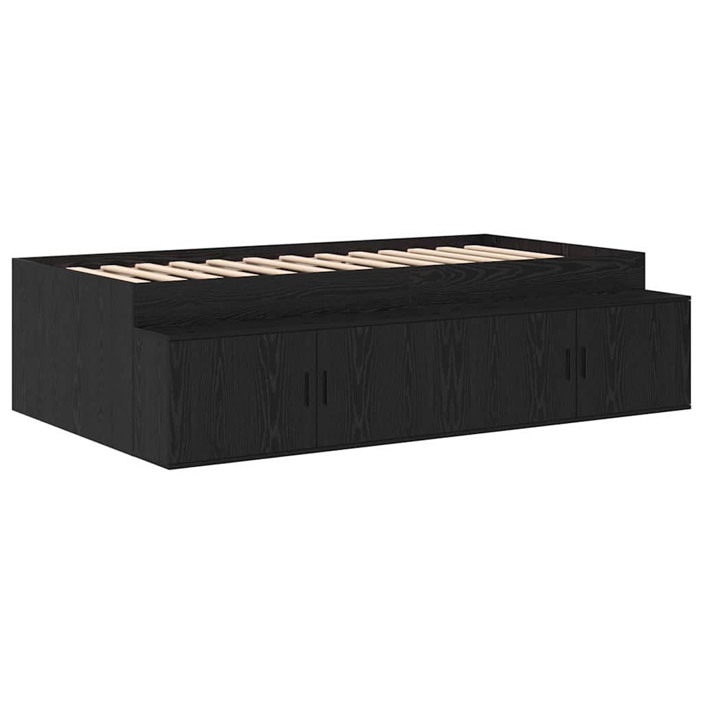 vidaXL Bett mit Stauraum Schwarz Eichen-Optik 234 x 103 x 53.5 cm