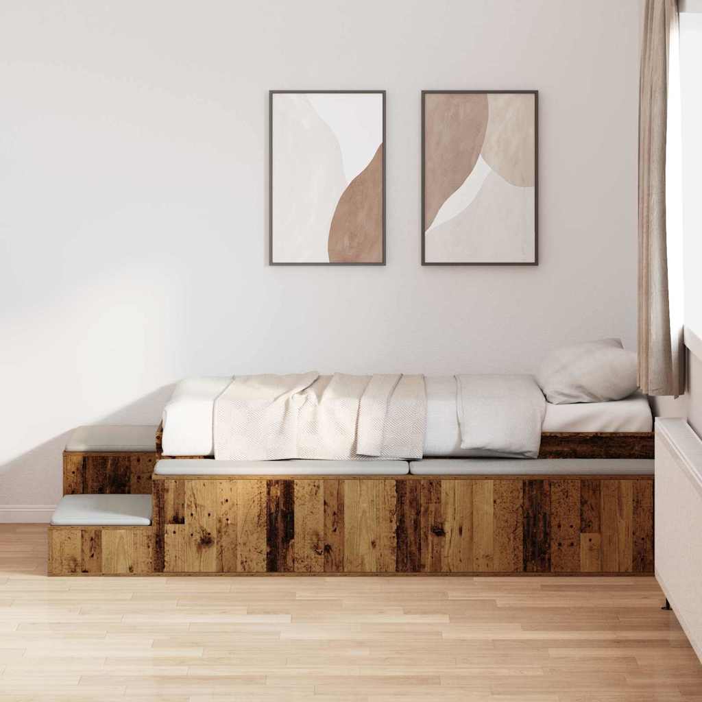 vidaXL Bett mit Stauraum Altholz 234 x 103 x 53.5 cm Holzwerkstoff