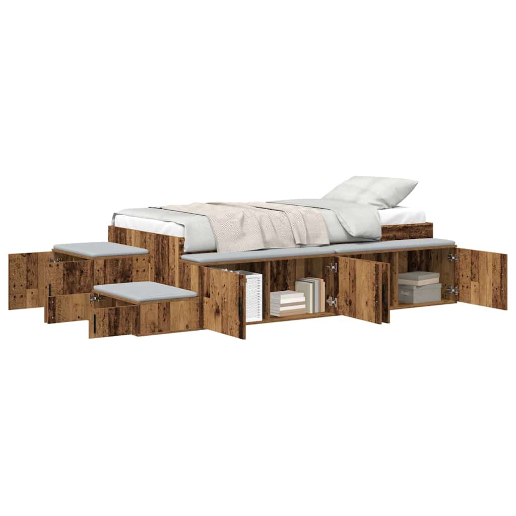 vidaXL Bett mit Stauraum Altholz 234 x 103 x 53.5 cm Holzwerkstoff