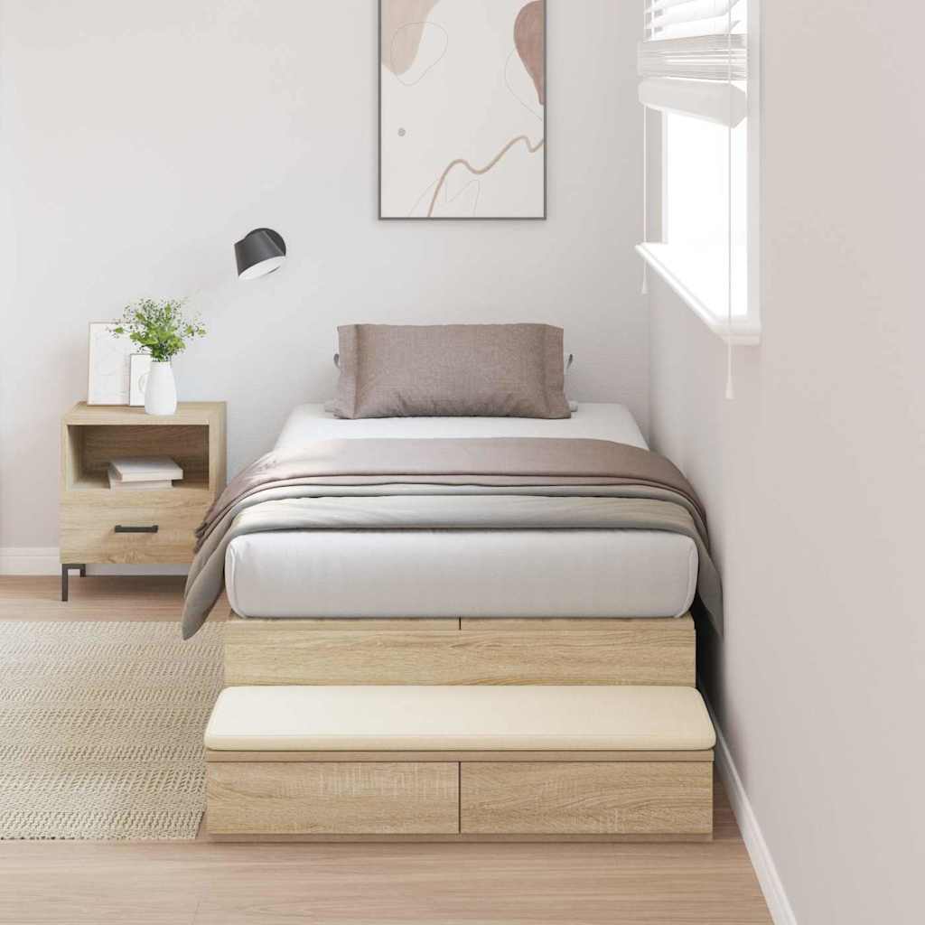 vidaXL Aufbewahrungsbettgestell Sonoma-Eiche 80 x 200 cm Holzwerkstoff