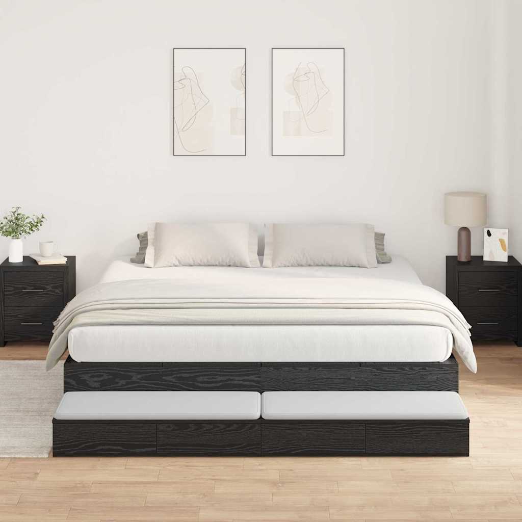 vidaXL Aufbewahrungsbettgestell Schwarz Eichen-Optik 200 x 200 cm
