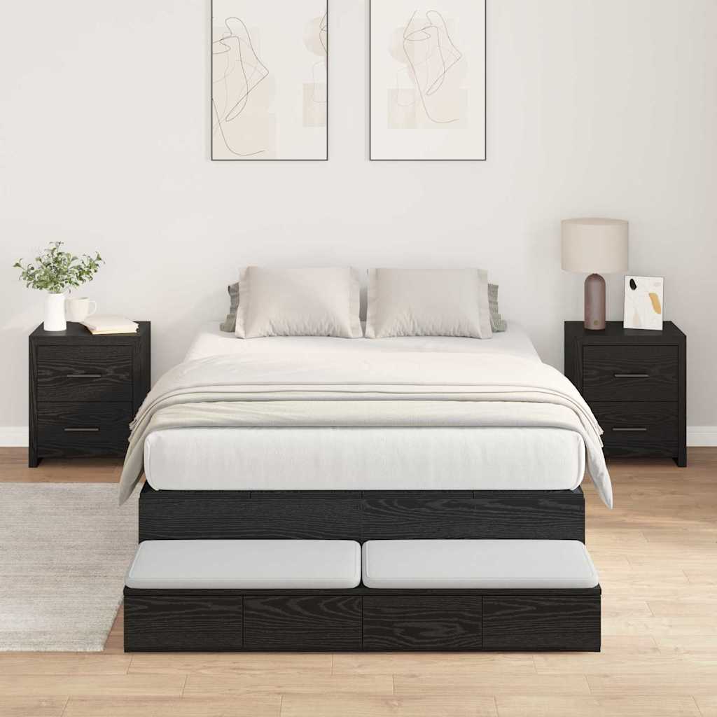 vidaXL Aufbewahrungsbettgestell Schwarz Eichen-Optik 200 x 200 cm