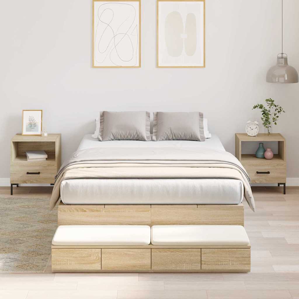 vidaXL Aufbewahrungsbettgestell Sonoma-Eiche 80 x 200 cm Holzwerkstoff