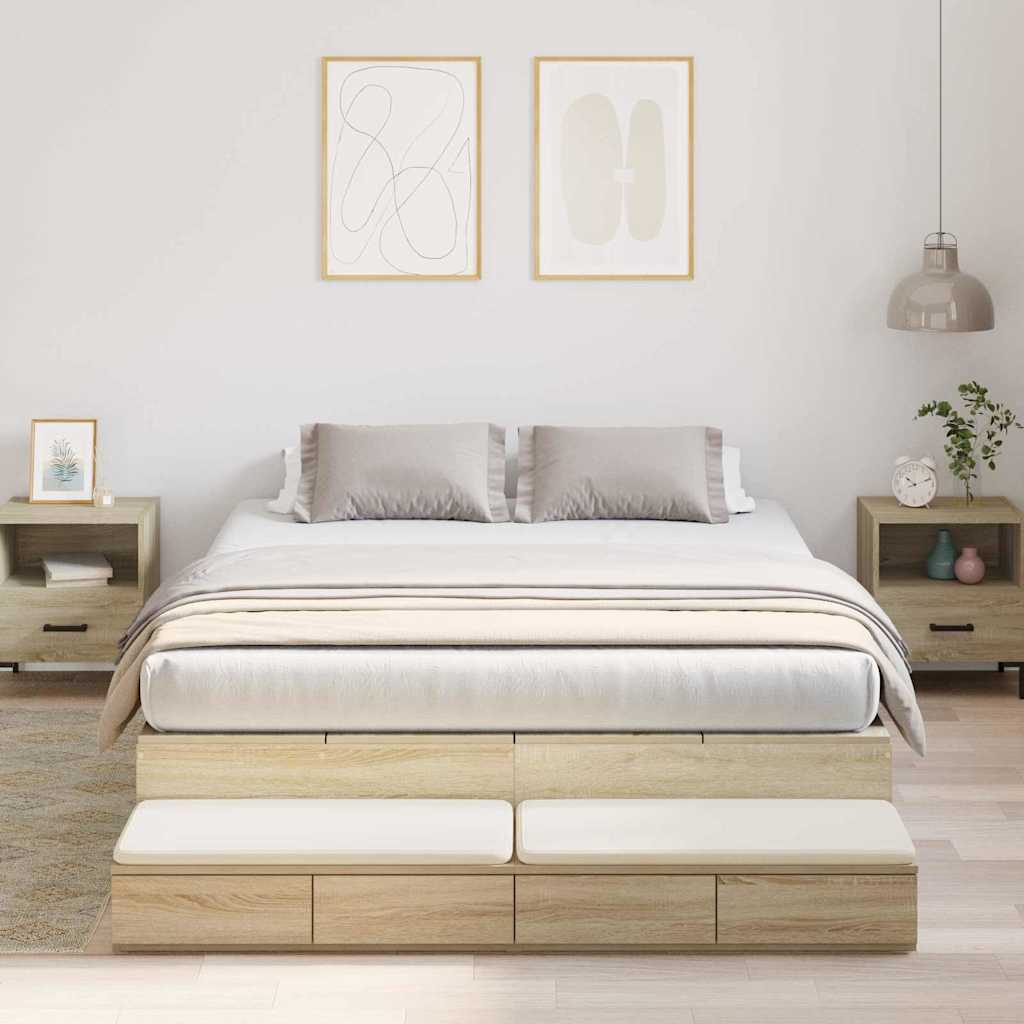 vidaXL Aufbewahrungsbettgestell Sonoma-Eiche 80 x 200 cm Holzwerkstoff