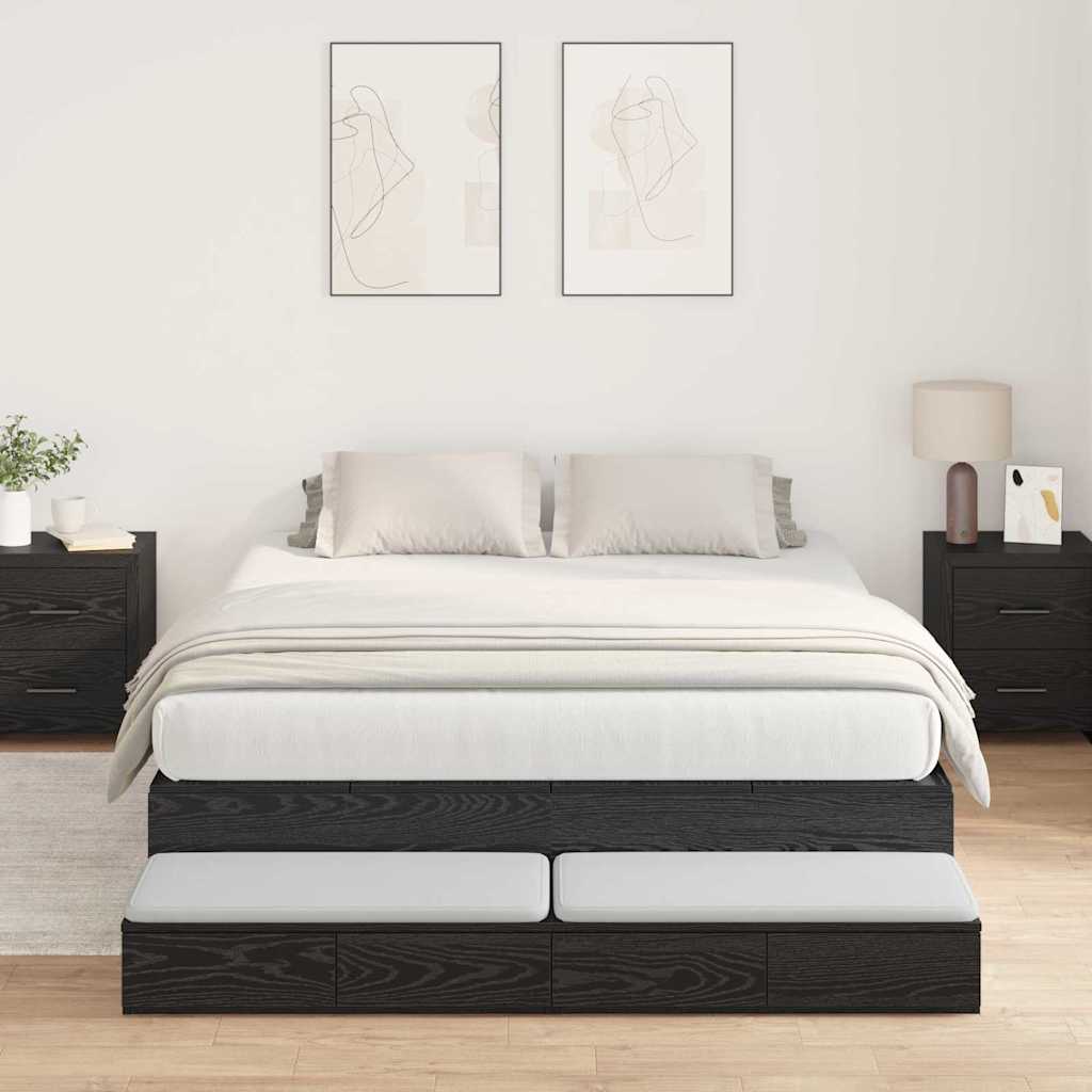 vidaXL Aufbewahrungsbettgestell Schwarz Eichen-Optik 200 x 200 cm