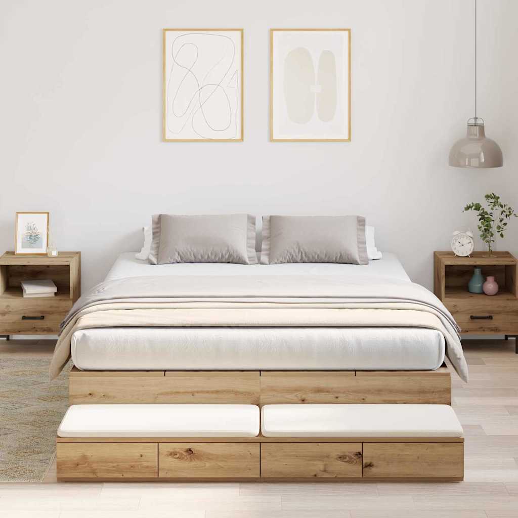vidaXL Aufbewahrungsbettgestell Artisan-Eiche 90 cm Holzwerkstoff