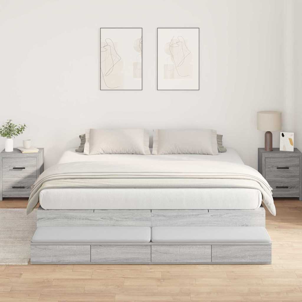 vidaXL Aufbewahrungsbettgestell Graues Sonoma 90 cm Holzwerkstoff