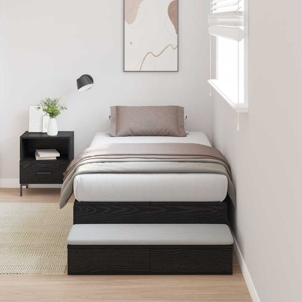 vidaXL Aufbewahrungsbettgestell Schwarz Eichen-Optik 200 x 200 cm
