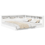 vidaXL Bücherregal-Bett mit Kopfteil Weiß 200 x 200 cm Holzwerkstoff