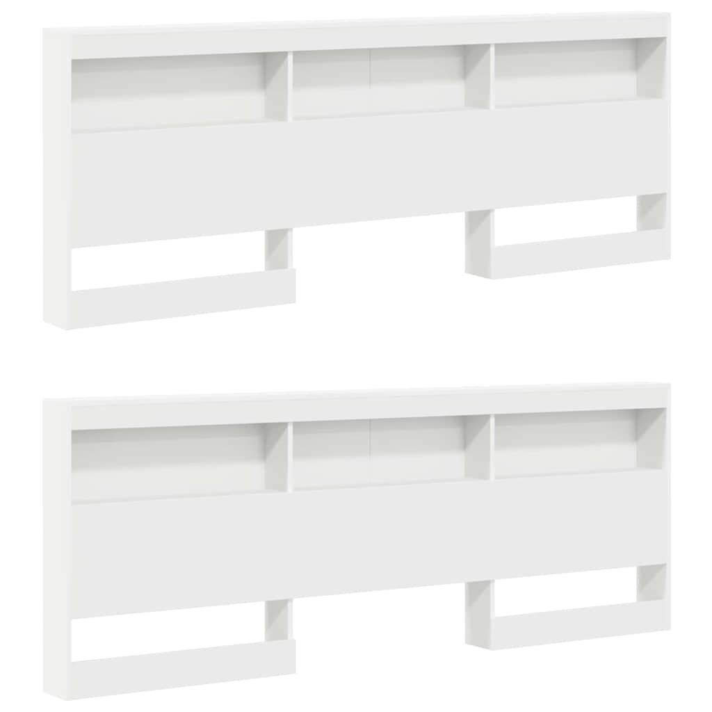 vidaXL Bücherregal-Bett mit Kopfteil Weiß 200 x 200 cm Holzwerkstoff