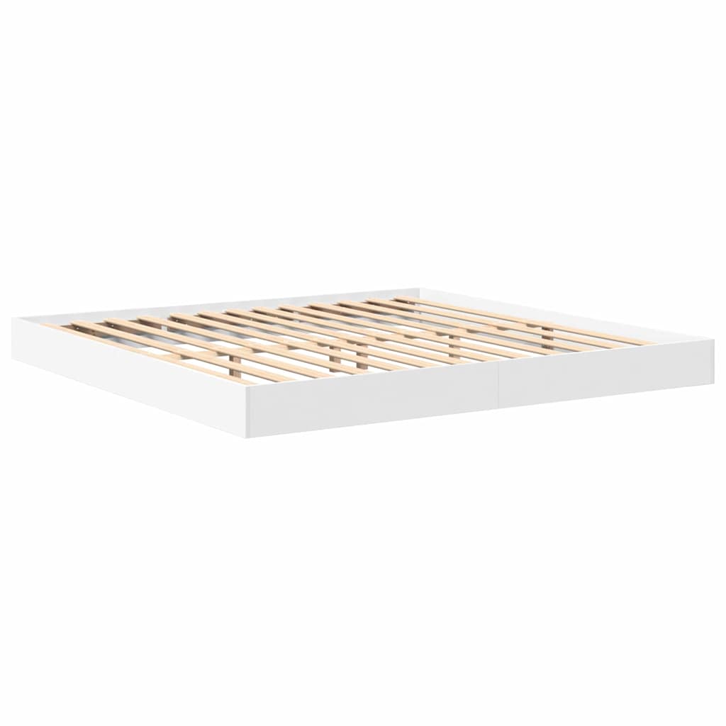 vidaXL Bücherregal-Bett mit Kopfteil Weiß 200 x 200 cm Holzwerkstoff