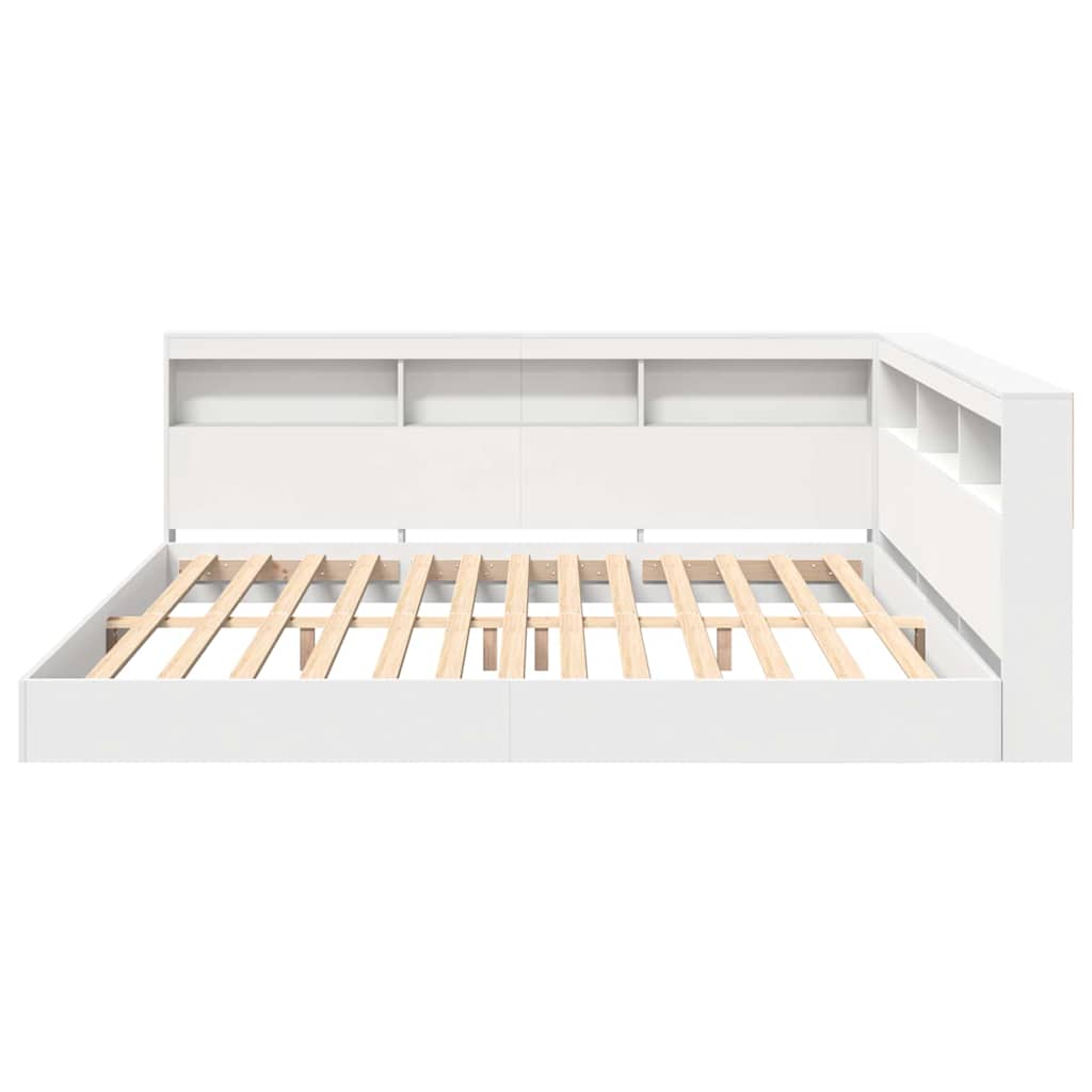 vidaXL Bücherregal-Bett mit Kopfteil Weiß 200 x 200 cm Holzwerkstoff