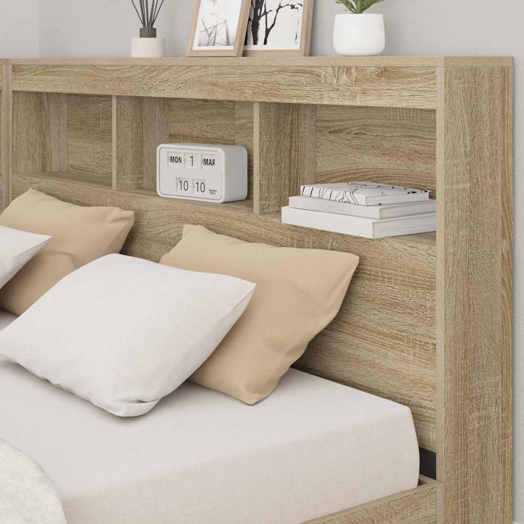 vidaXL Bücherregal-Bett Sonoma-Eiche 140 x 200 cm Holzwerkstoff