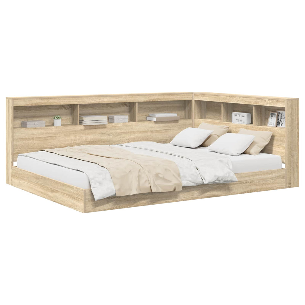 vidaXL Bücherregal-Bett Sonoma-Eiche 140 x 200 cm Holzwerkstoff