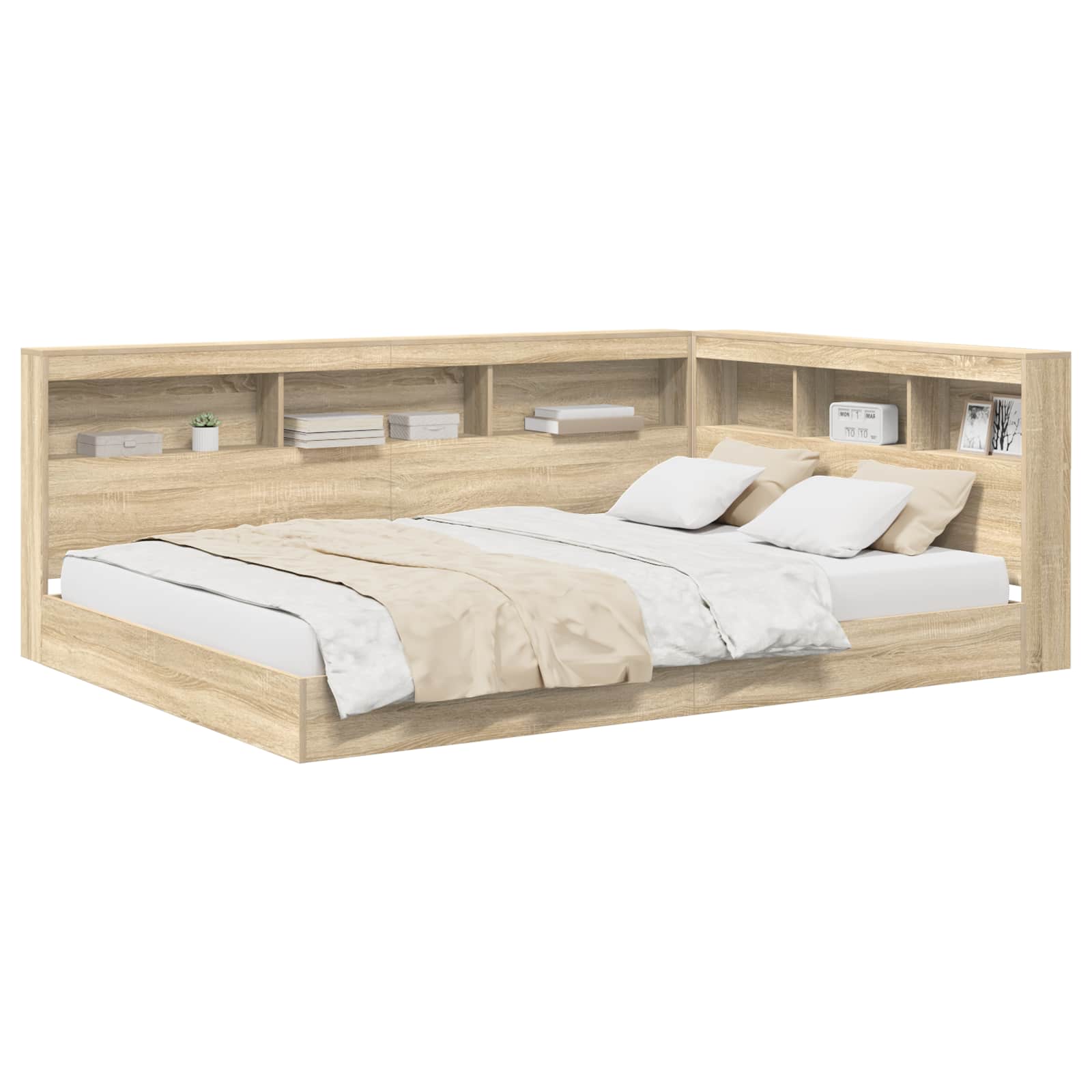 vidaXL Bücherregal-Bett Sonoma-Eiche 140 x 200 cm Holzwerkstoff
