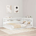 vidaXL Bücherregal-Bett mit Kopfteil Weiß 200 x 200 cm Holzwerkstoff