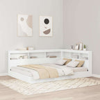 vidaXL Bücherregal-Bett mit Kopfteil Weiß 200 x 200 cm Holzwerkstoff