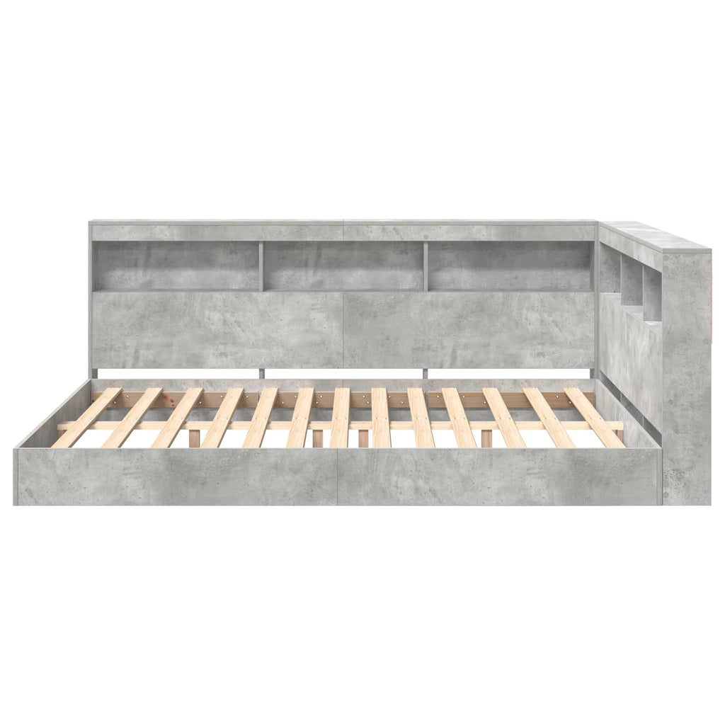 vidaXL Bücherregal-Bett Betongrau 160 x 200 cm Holzwerkstoff