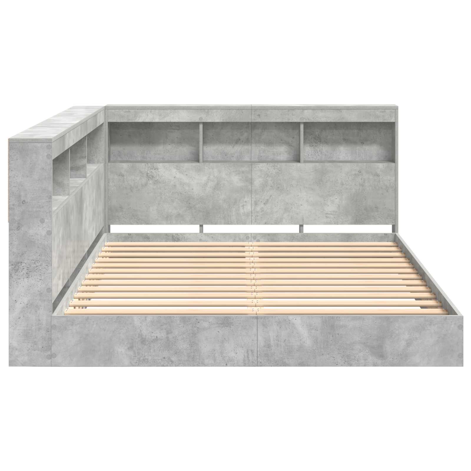 vidaXL Bücherregal-Bett Betongrau 160 x 200 cm Holzwerkstoff