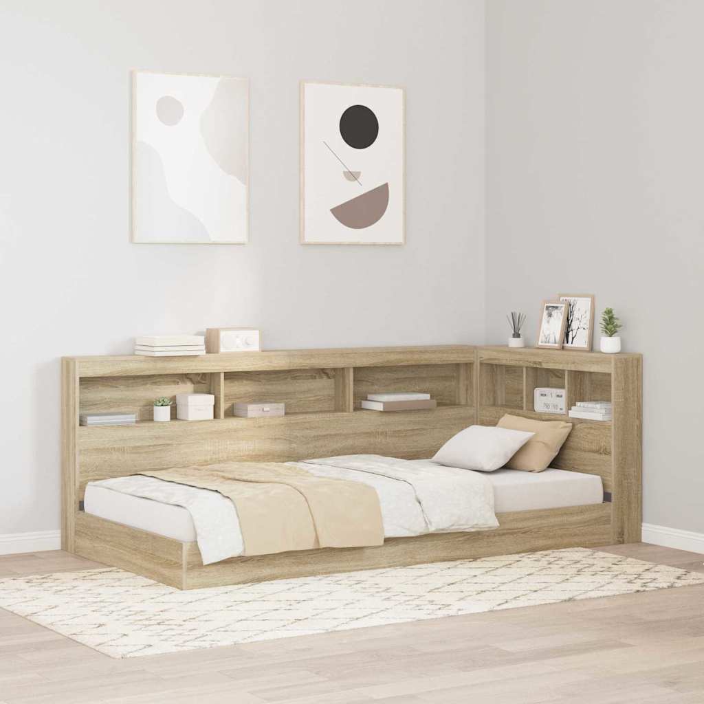 vidaXL Bücherregal-Bett Sonoma-Eiche 140 x 200 cm Holzwerkstoff