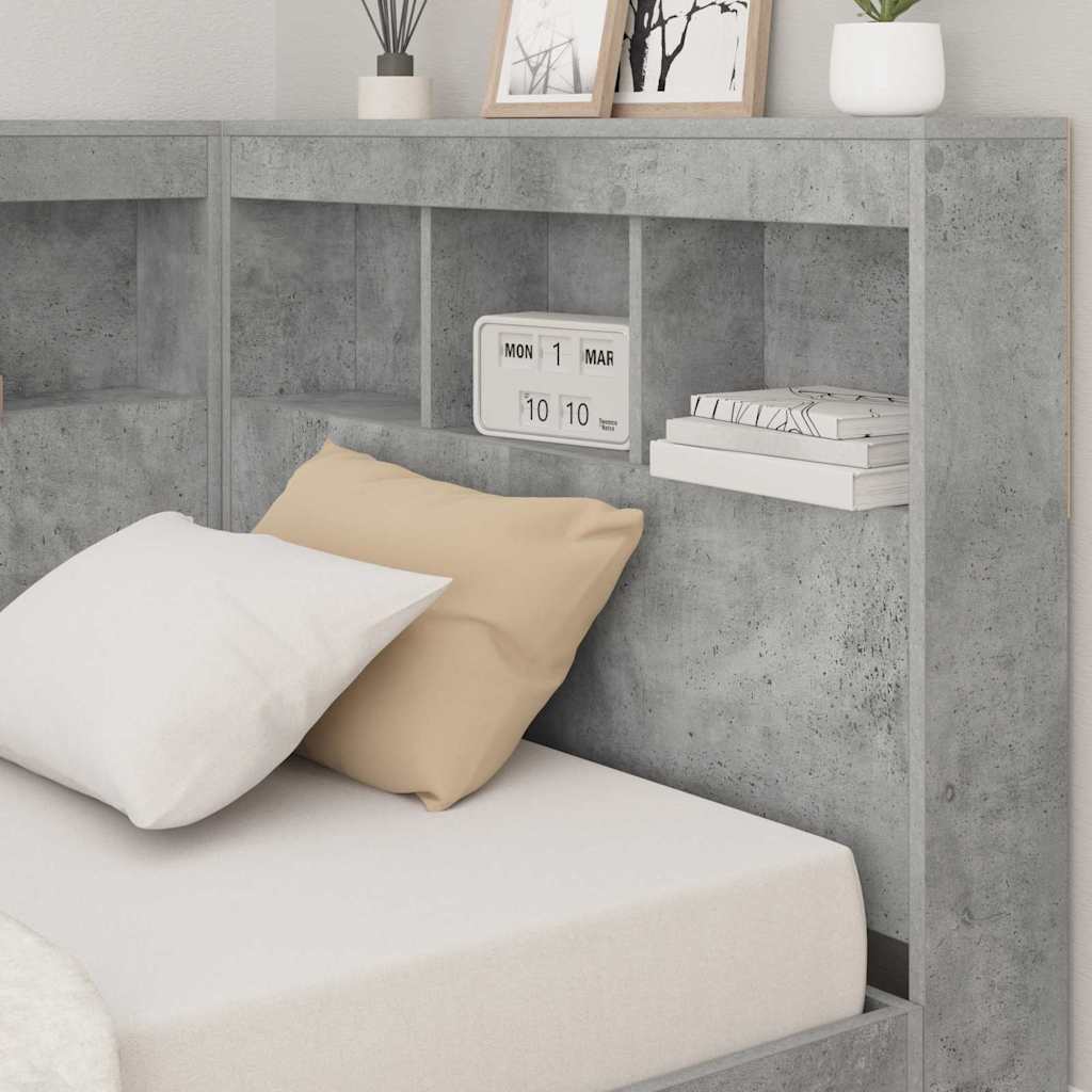 vidaXL Bücherregal-Bett Beton Grau 75 x 190 cm Holzwerkstoff