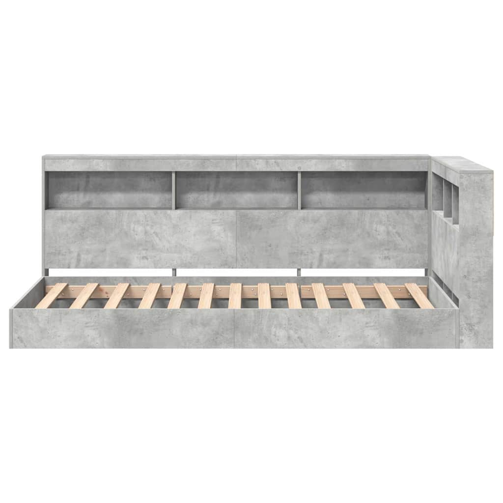 vidaXL Bücherregal-Bett Beton Grau 75 x 190 cm Holzwerkstoff