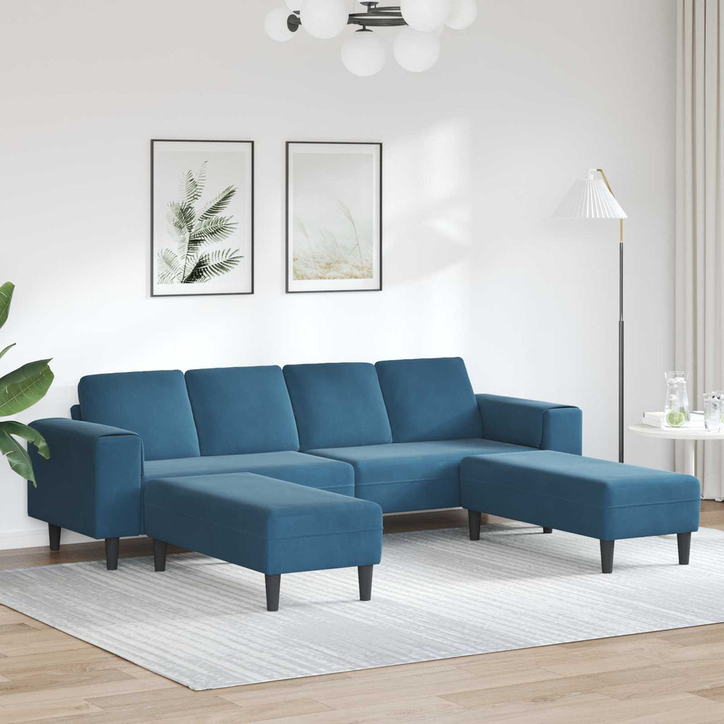 vidaXL Wohnzimmer Couch 3 pcs Blau 250 x 188 x 76 cm
